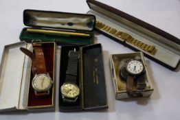A small collection of watches, to include: Clyda, ref. D0014, a gold plated wristwatch, Japanese