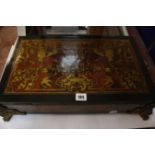 A 19th century and later rectangular velvet lined Boulle work box, 53cm wide