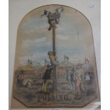 William Gill (19th Century) 'Polling' Caricature drawing  Pastel and relief collage Signed 44.5cm