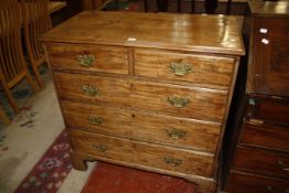 A George III mahogany chest with two short and three long drawer on bracket feet, 95cm length