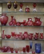 A collection of cranberry and coloured glassware (qty)