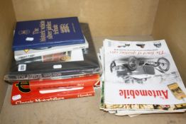 A mixed lot of books to include automobile magazines, Dinky toys, Mike and Sue Richardson, 'Toy