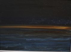 Contemporary Seascapes at night Oil on canvas, a pair Unsigned 27cm x 37.5cm  Best Bid