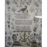 A Victorian sampler by Famy Robers aged 9 years 1852, 64cm x 56cm