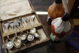 A mixed selection of silver golf related teaspoons (10) and a Coronation Souvenir Medallion and a