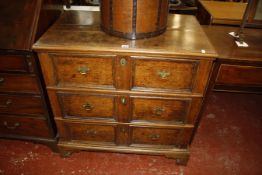 A 17th Century and later oak chest of three long drawers 88cm wide