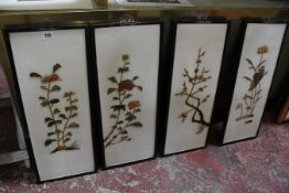 Four Chinese lacquered panels, foliate decorated, 63cm x 26cm (4)