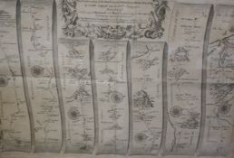 John Ogilby 'The Continuation of the Road from London to Aberistwith' strip map, 32.5cm x 47cm