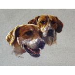 English School (20th Century) Portrait of Two Hounds Oil on board Signed indistinctly  35cm x