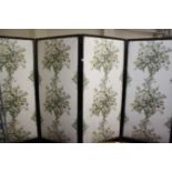 A 20th Century hardwood and floral decorated four fold screen 182cm high, 305cm wide