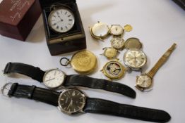 A collection of watches to include: a lady's 9ct gold wristwatch, a silver pocket watch together