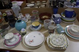 A quantity of vintage pottery, to include Susie Cooper plates, Poole vases, a Shelley vase and