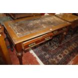 A Victorian mahogany writing desk, with an inset writing surface, both drawers bearing stamp J.A