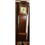 A 19th Century oak cased longcase clock, the eight-day two-train movement with twelve inch brass