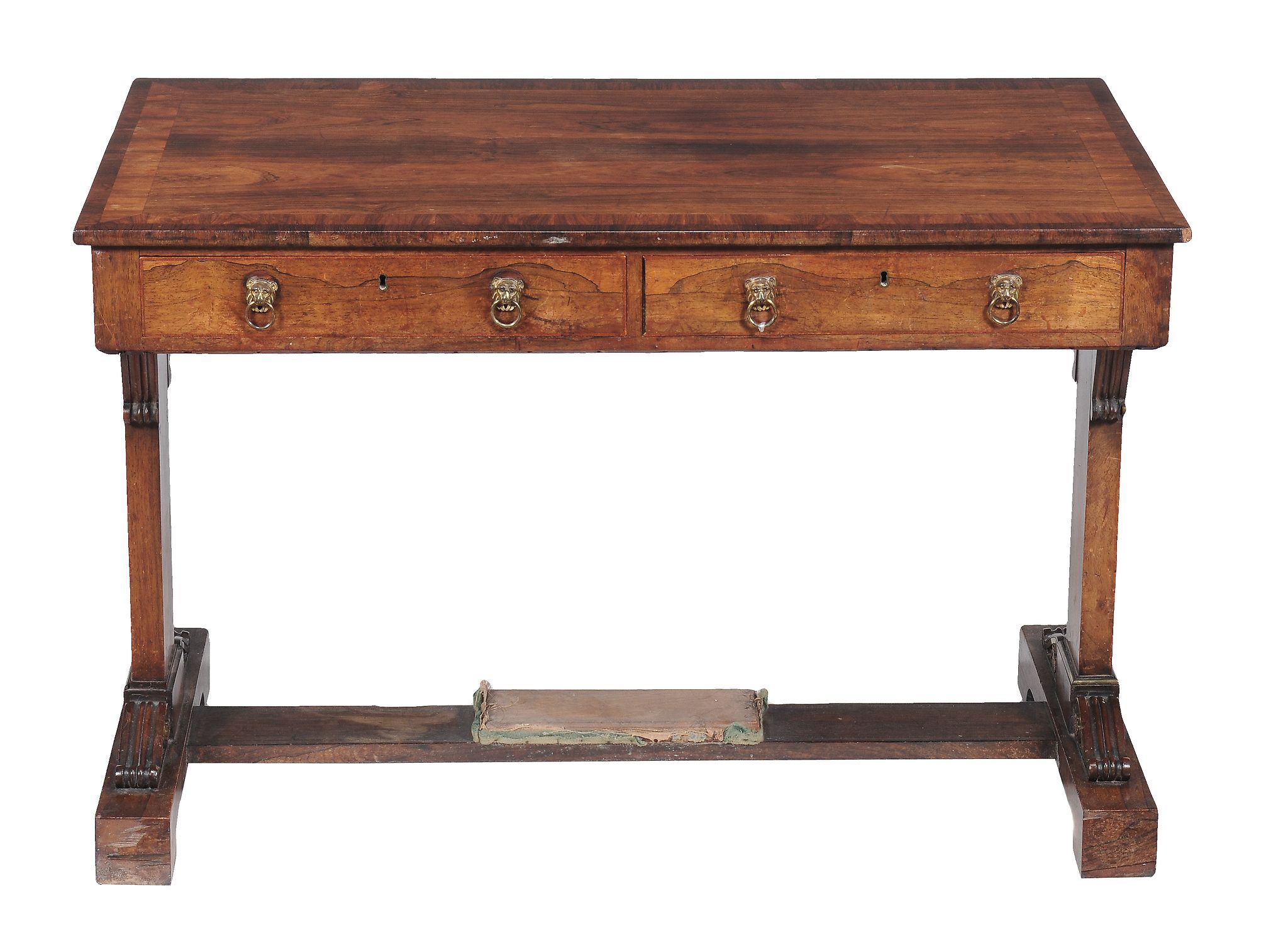 A Regency rosewood library table  ,  circa 1815, the rectangular crossbanded top above a pair  of - Image 4 of 4