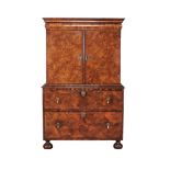 A kingwood oyster veneered and rosewood cabinet on chest,   the cabinet circa 1690, the chest 19th