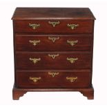A George II mahogany chest of drawers,   circa 1750, the moulded rectangular top above four long