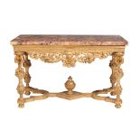 A giltwood and marble mounted console table in late 18th century style  , 20th century, the