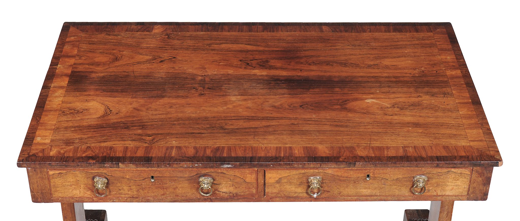 A Regency rosewood library table  ,  circa 1815, the rectangular crossbanded top above a pair  of - Image 3 of 4