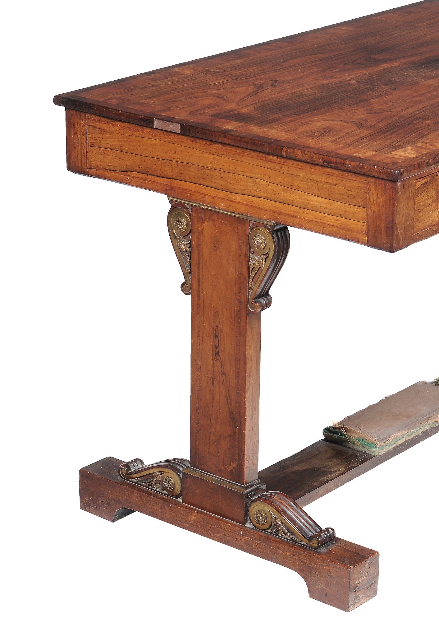 A Regency rosewood library table  ,  circa 1815, the rectangular crossbanded top above a pair  of - Image 2 of 4