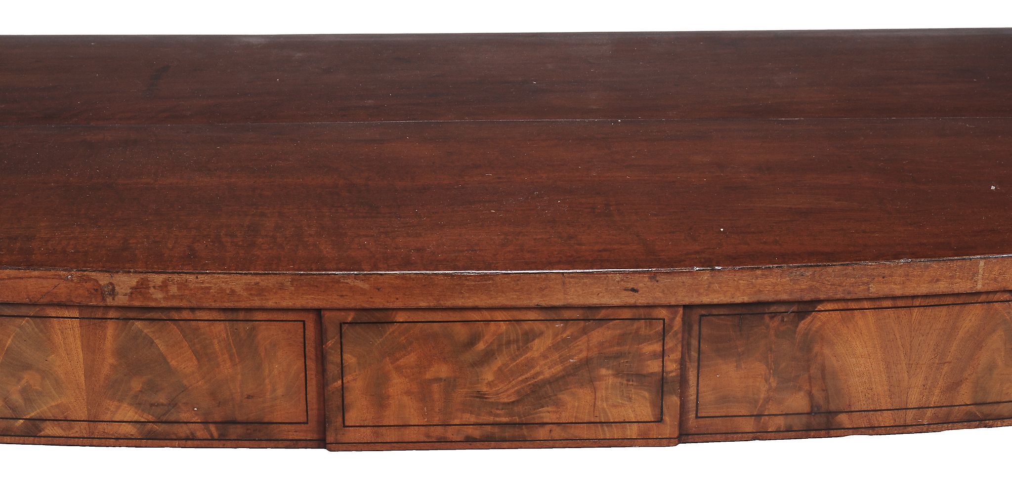 A George III mahogany serving table,   circa 1790 , the brass uprights with stylised pineapple - Image 2 of 3