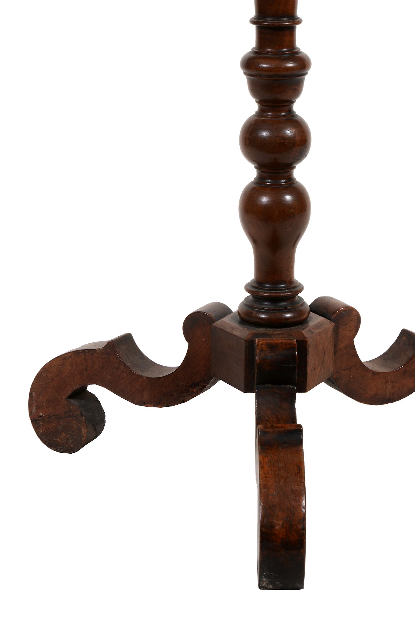 A William and Mary walnut candlestand  , circa 1690,  the octagonal top with moulded edge above the - Image 2 of 3