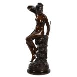 Lucie Signoret-Ledieu (French 1858-1904), a patinated bronze model of Diana,   late 19th century,