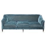 An ebonised and upholstered sofa, by Robert Kime Ltd,   20th century, in the manner of Howard  &