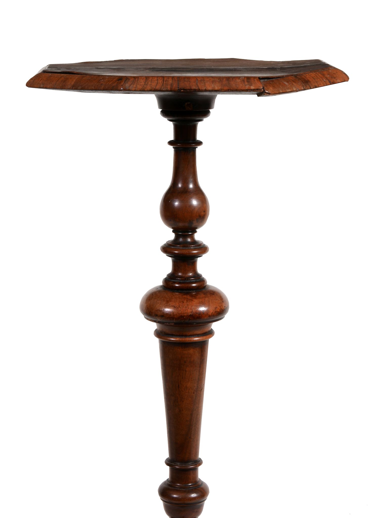 A William and Mary walnut candlestand  , circa 1690,  the octagonal top with moulded edge above the - Image 3 of 3