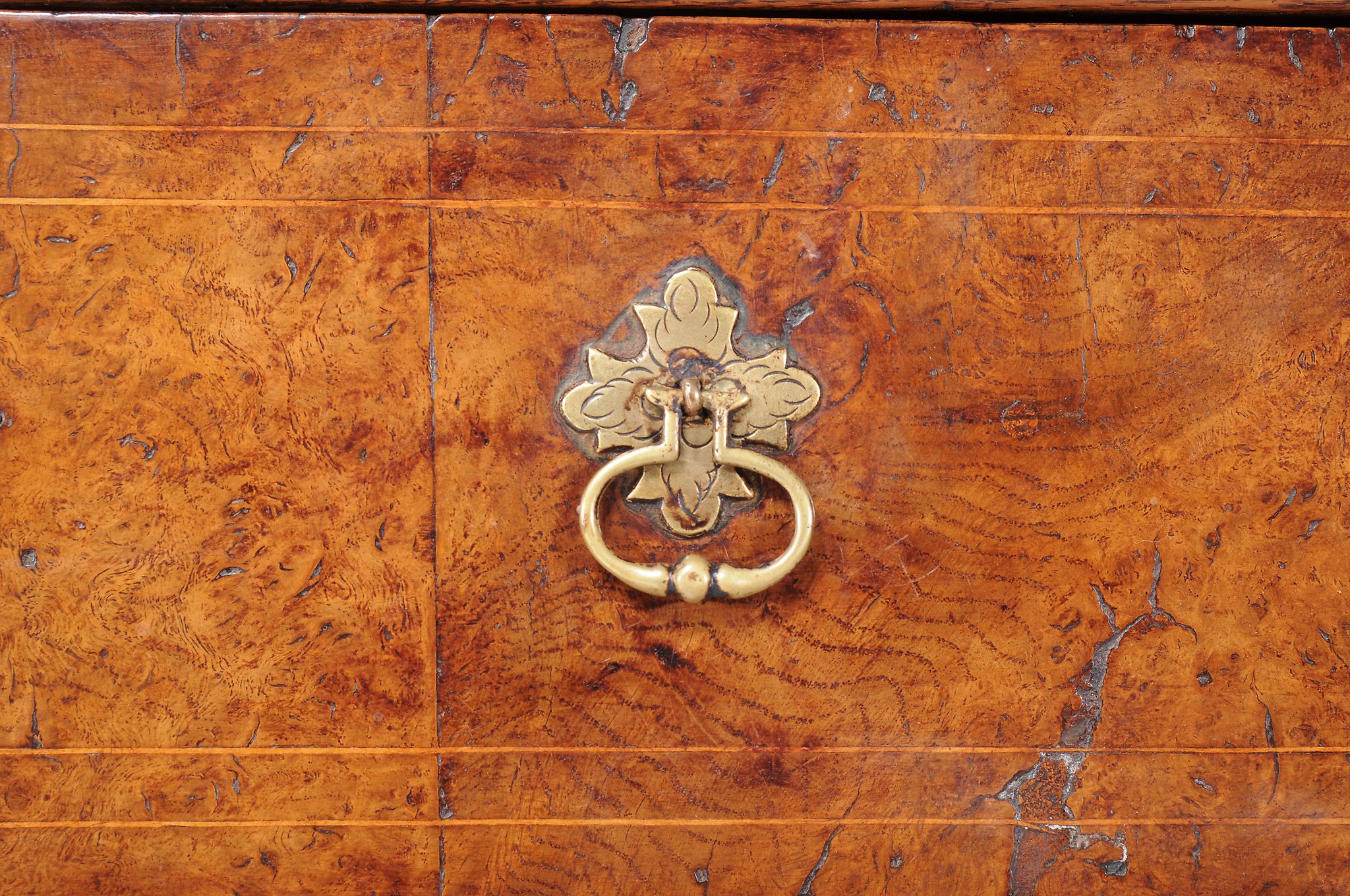 A William  &  Mary pollard oak chest on stand,   circa 1690, with holly stringing throughout, the - Image 3 of 4