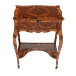 A George III marquetry work table  , circa 1760 and later , in the manner of  Pierre Langlois , the