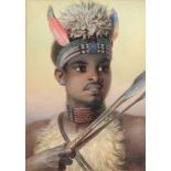 Carl Haag (1820-1915) - Uskai, a Contented Zulu Watercolour, heightened with bodycolour, over traces