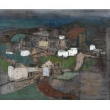 George Hammond Steel (1900-1960) - A coastal village landscape Oil on board 33.5 x 40.5 cm. (13 1/