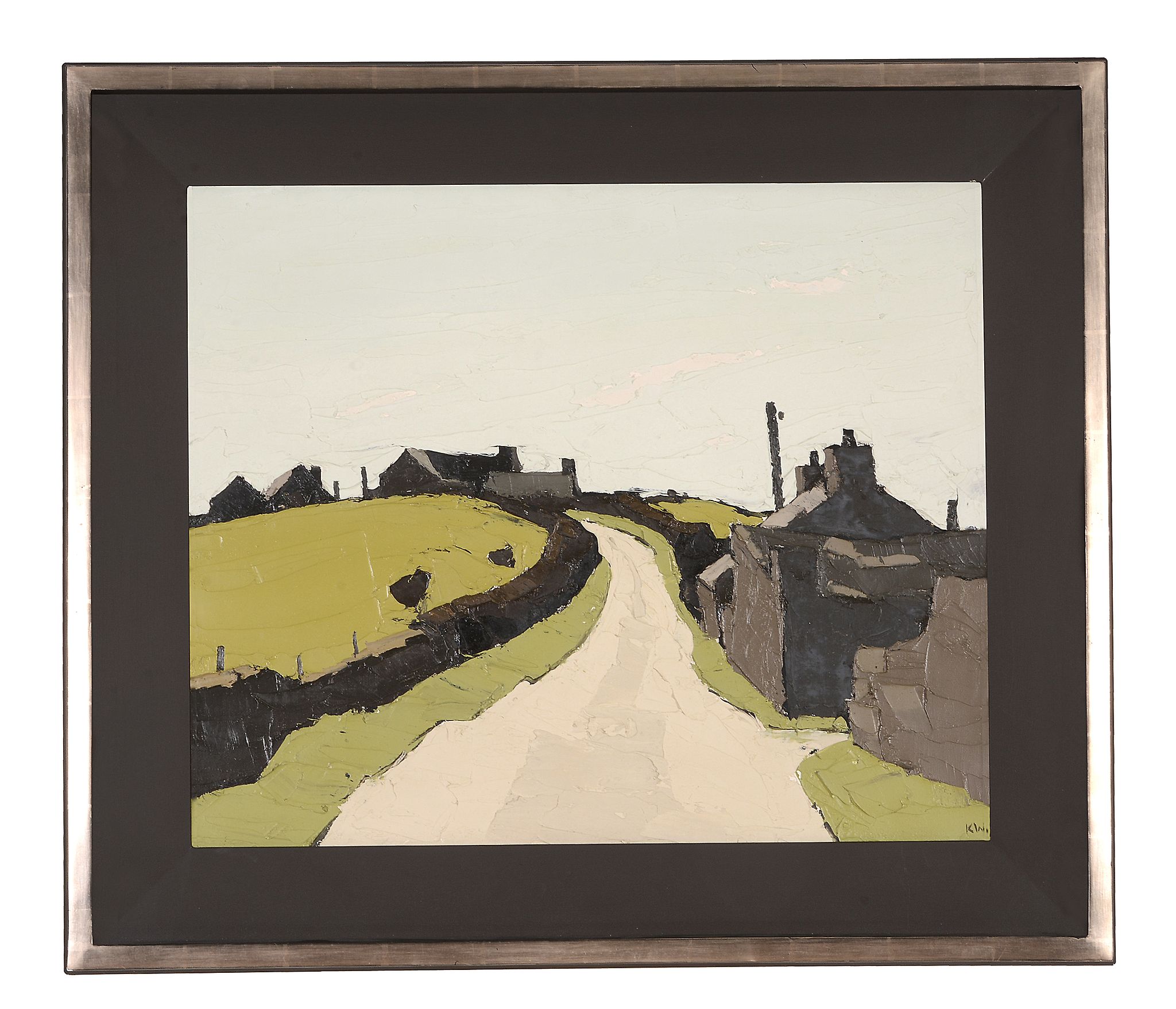 Sir Kyffin Williams (1918-2006) - Farms above Waunfawr Oil on canvas  Signed with initials   KW - Image 2 of 3