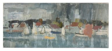 George Hammond Steel (1900-1960) - Sailing boats Oil on board 16 x 38 cm. (6 1/4 x 15 in)