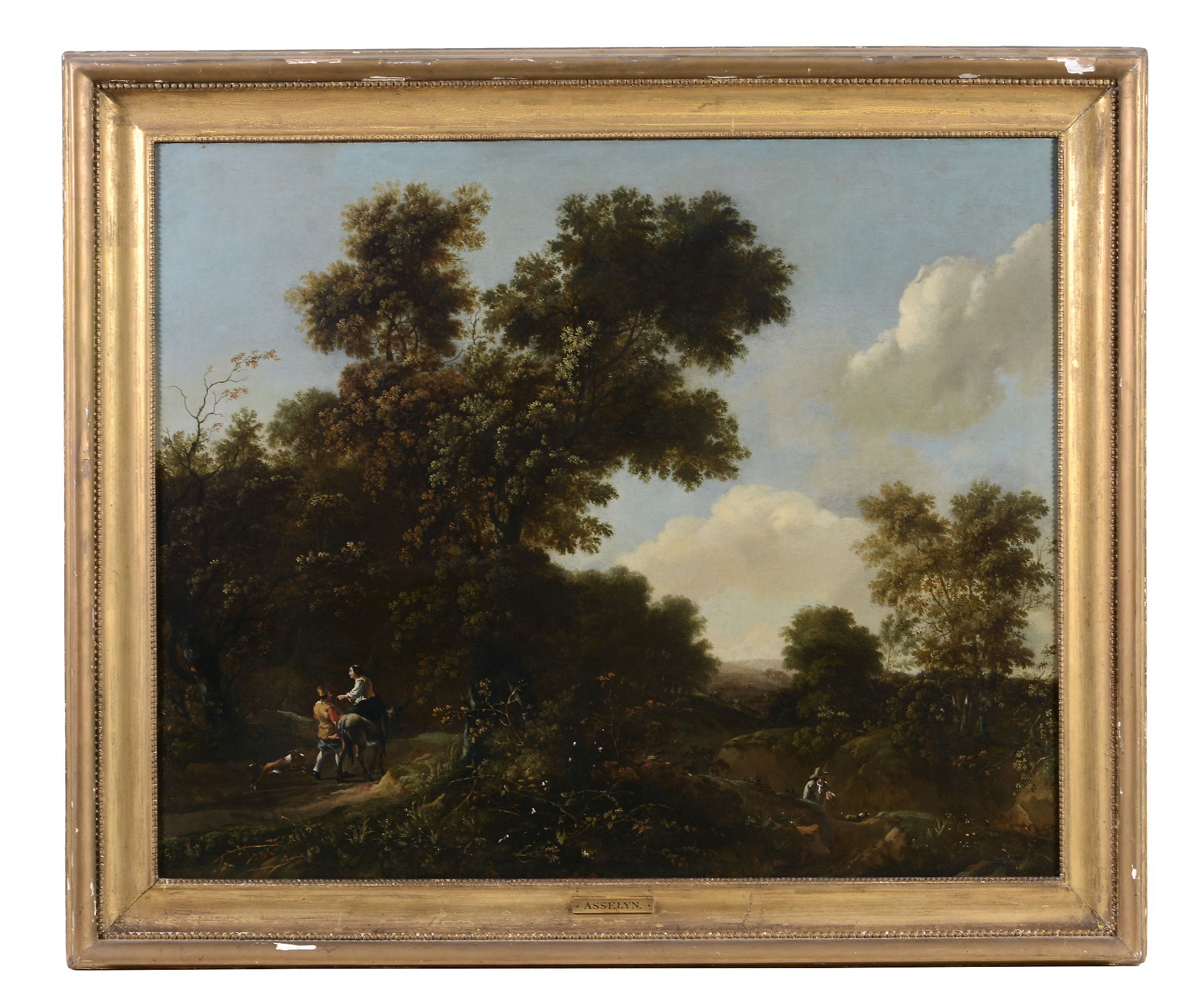 Follower of Jan Looten (1618-1681) - A wooded landscape with travellers on a path Oil on canvas 84 x - Image 2 of 3