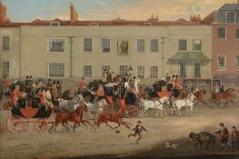 Follower of James Pollard (1792-1867) - North Country Mails at The Peacock, Islington; The