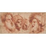 Northern Italian School (possibly 16th century) - Head studies Red chalk on laid paper, with ruled