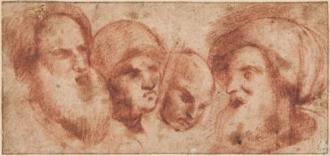 Northern Italian School (possibly 16th century) - Head studies Red chalk on laid paper, with ruled