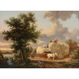 Charles Towne (1763-1840) - Haystacking Oil on panel Initialed   C.T   lower right 58.5 x 79 cm. (23