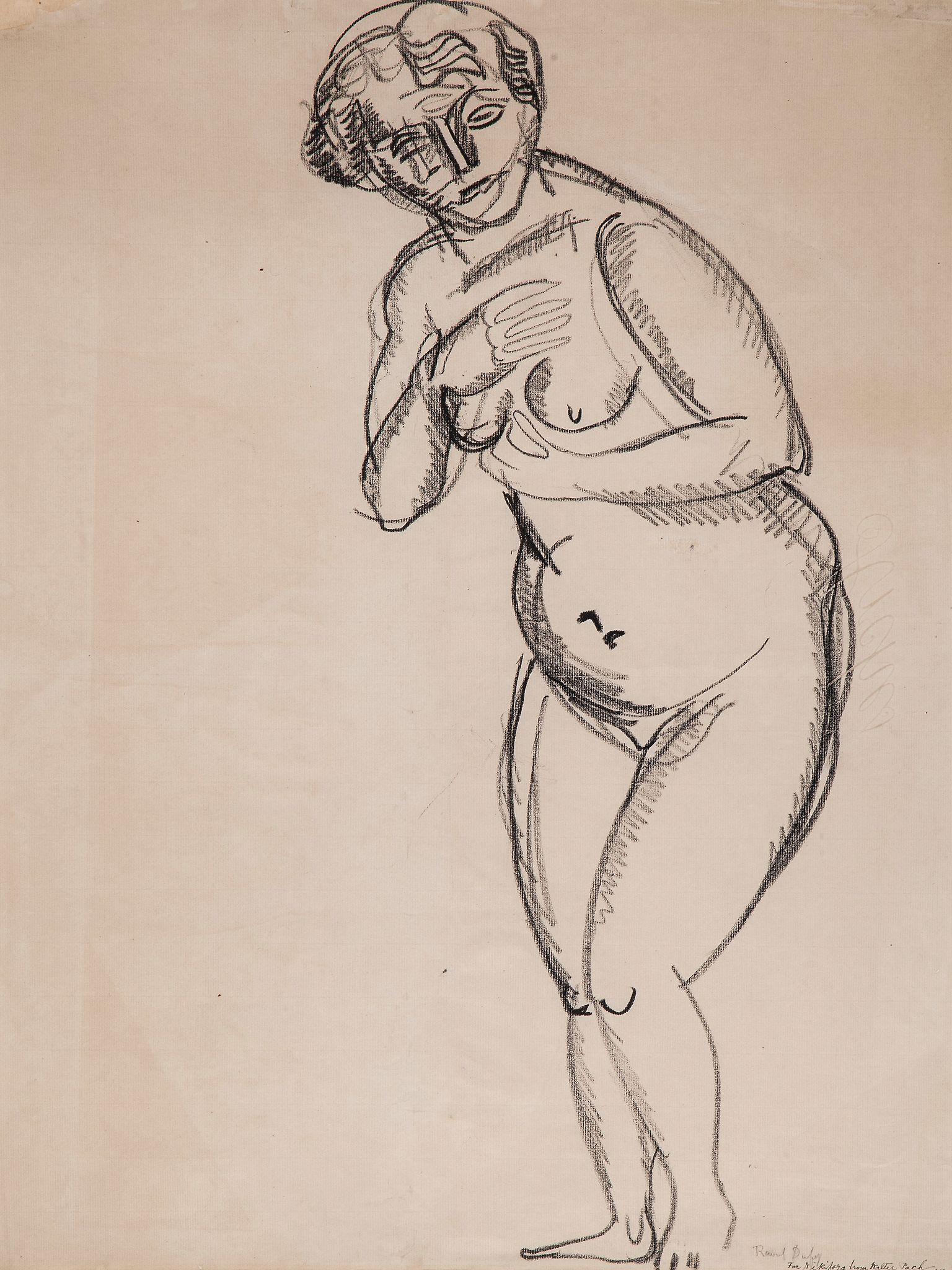 Raoul Dufy (1877-1953) - Nu Debout Charcoal on paper, c.1909 Signed in pencil, dedicated in black