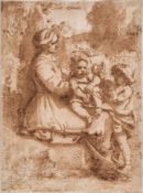 Follower of Annibale Carracci (1560-1609) - Virgin and Infant Christ child with St John the