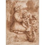 Follower of Annibale Carracci (1560-1609) - Virgin and Infant Christ child with St John the