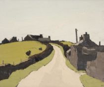 Sir Kyffin Williams (1918-2006) - Farms above Waunfawr Oil on canvas  Signed with initials   KW