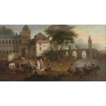 Attributed to Joseph Roos (1726-1805) - A market scene with a gentleman in Turkish dress and his