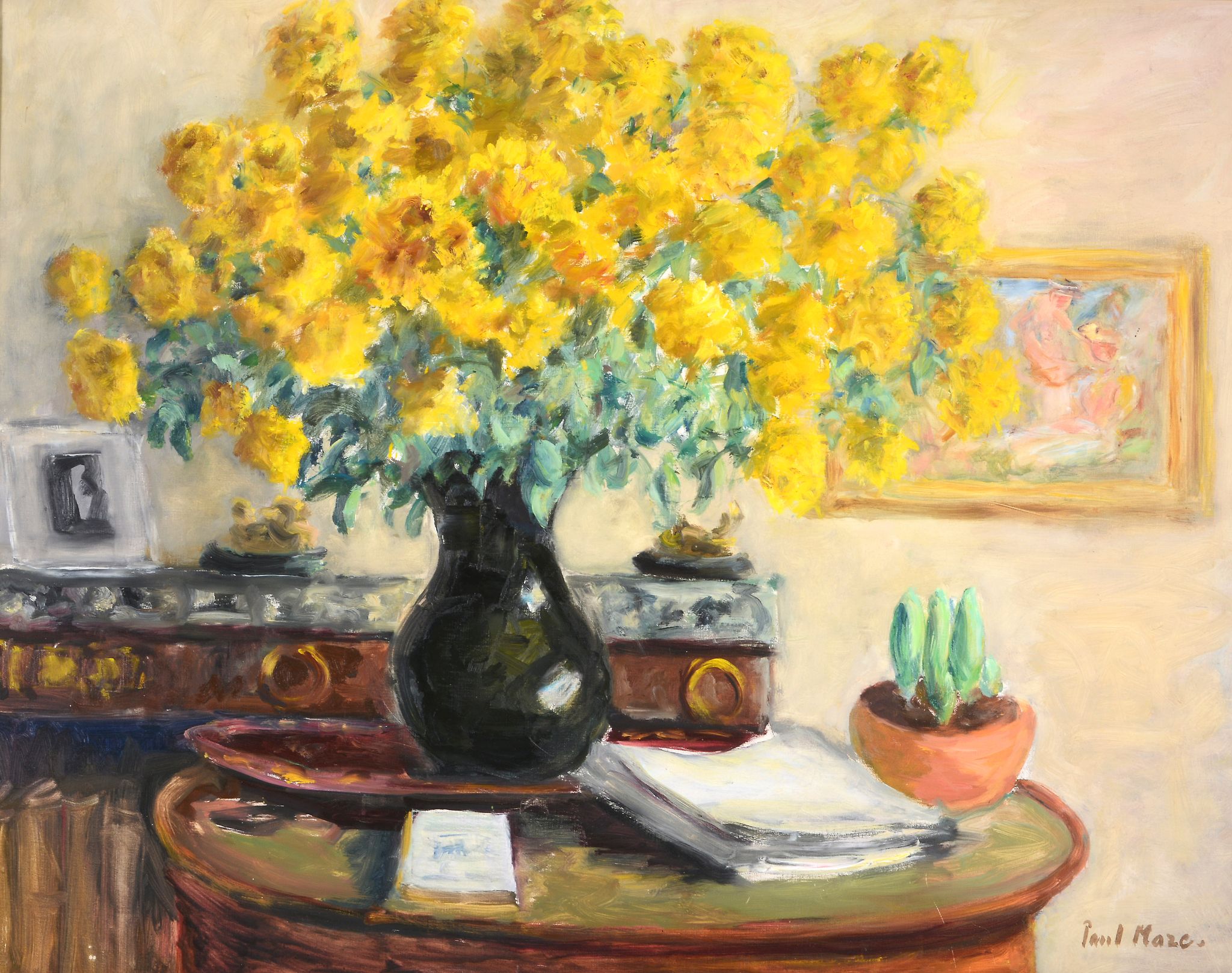 Paul Lucien Maze (1887-1979) - Yellow Flowers Oil on canvas Signed lower right 73 x 92 cm. (28 3/4 x