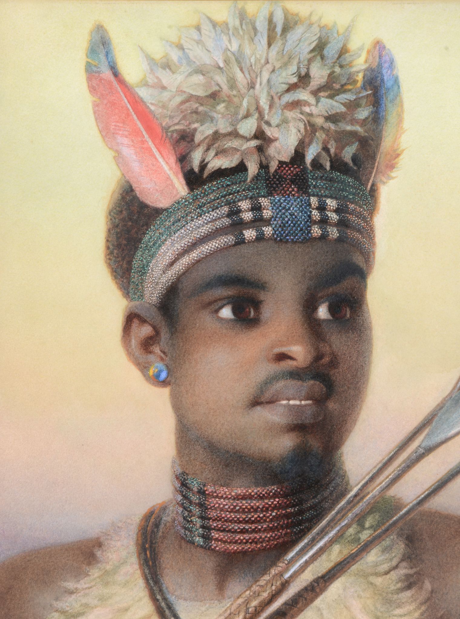 Carl Haag (1820-1915) - Uskai, a Contented Zulu Watercolour, heightened with bodycolour, over traces - Image 2 of 4