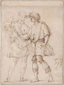 Circle of Lodovico Carracci (1555-1619) - Standing figures, with head study, and female bust lower