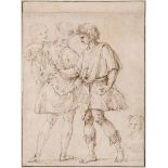 Circle of Lodovico Carracci (1555-1619) - Standing figures, with head study, and female bust lower