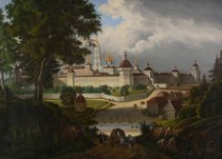 Russian School (19th century) - The Great Lavra of the Trinity and St. Sergei at Sergiev Posad Oil